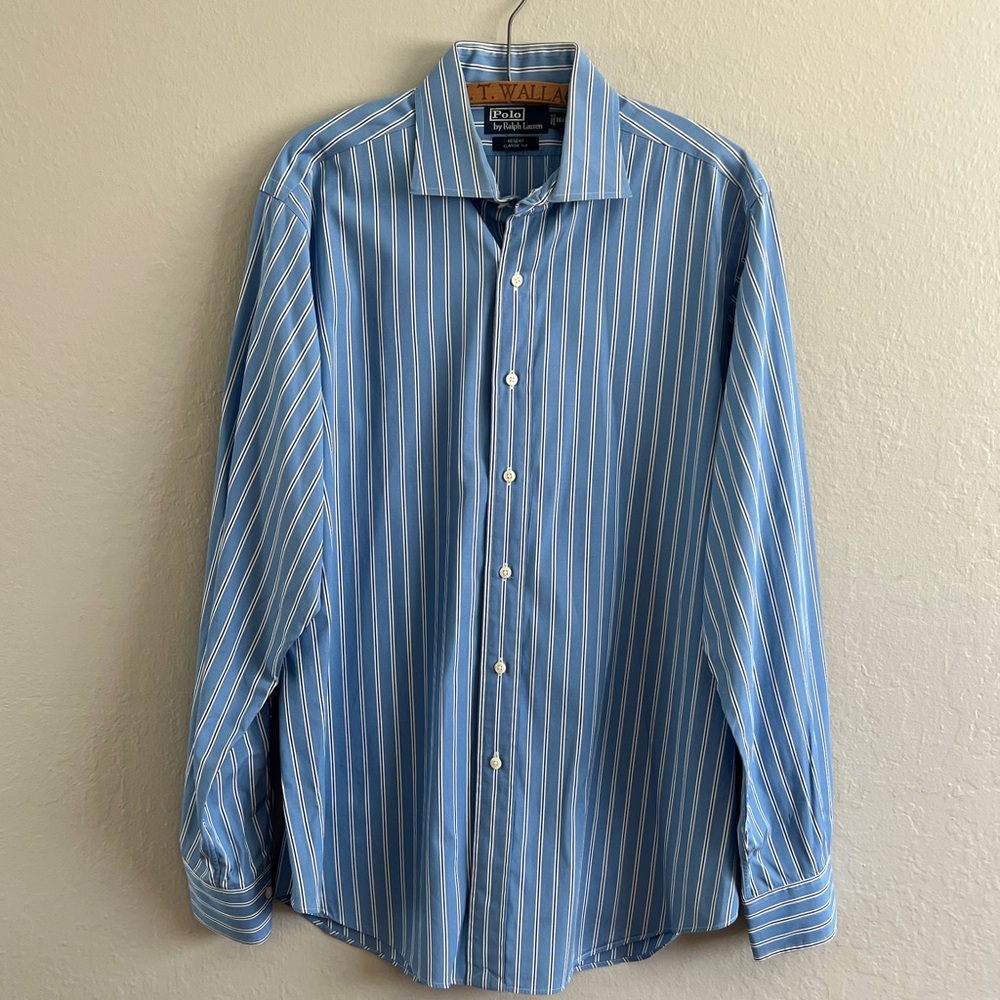 Polo Ralph Lauren Regent Classic Fit Shirt 16.5 L Blue White Stripe